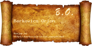 Berkovics Orion névjegykártya